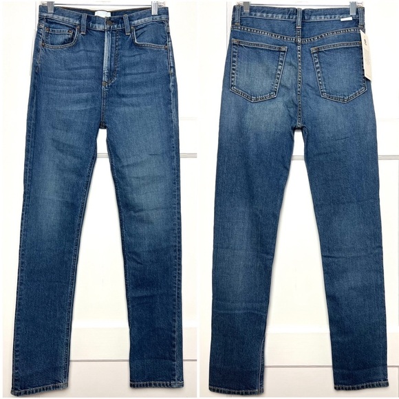 NWT BOYISH High Rise Organic Cotton Stretch Dark Denim Slim Straight Leg Jean 27 - Picture 4 of 8